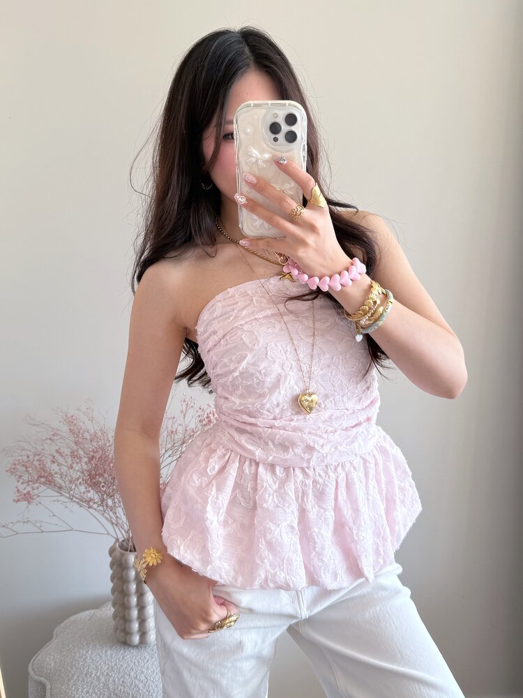 Faerie Peplum Flower Top / Light Pink