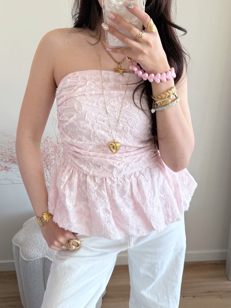 Faerie Peplum Flower Top / Light Pink