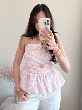 Faerie Peplum Flower Top / Light Pink