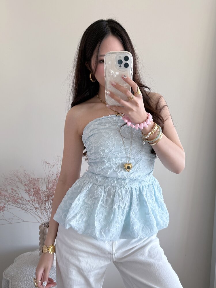 Faerie Peplum Flower Top / Light Blue