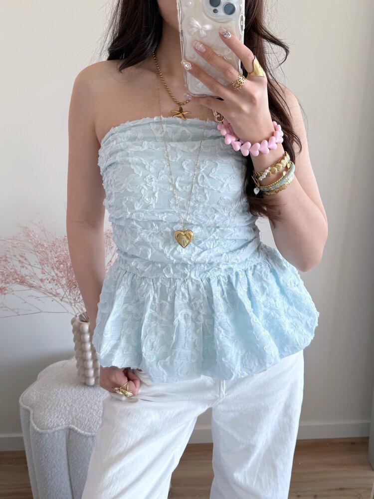 Faerie Peplum Flower Top / Light Blue