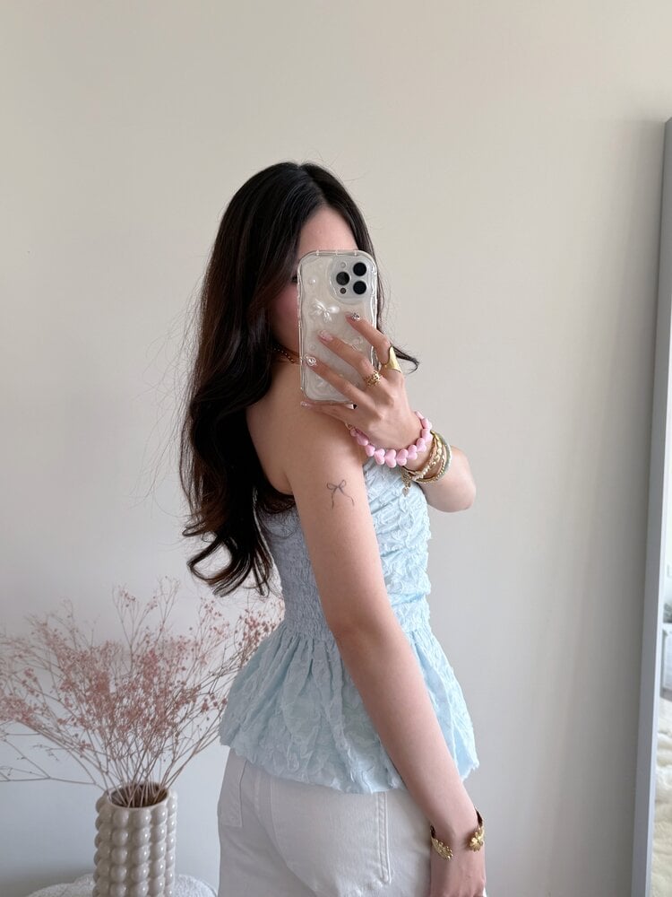 Faerie Peplum Flower Top / Light Blue