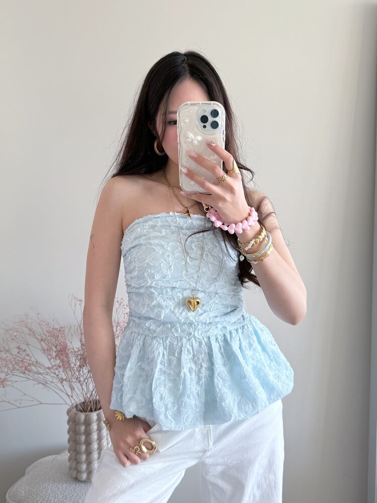 Faerie Peplum Flower Top / Light Blue