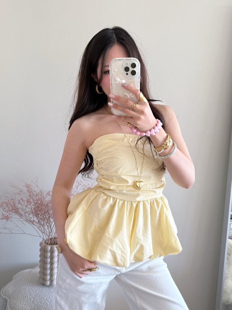 Dottie Peplum Tube Top / Light Yellow