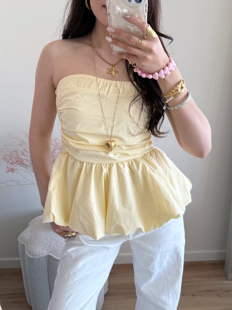Dottie Peplum Tube Top / Light Yellow