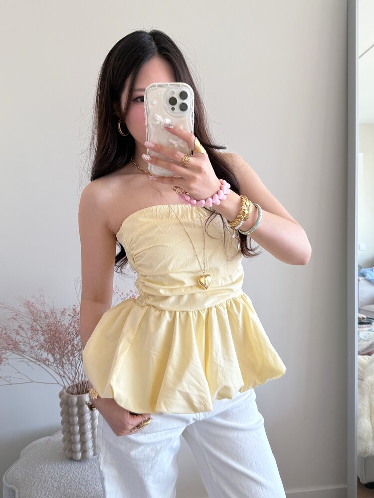 Dottie Peplum Tube Top / Light Yellow