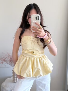 Dottie Peplum Tube Top / Light Yellow