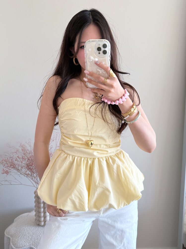 Dottie Peplum Tube Top / Light Yellow