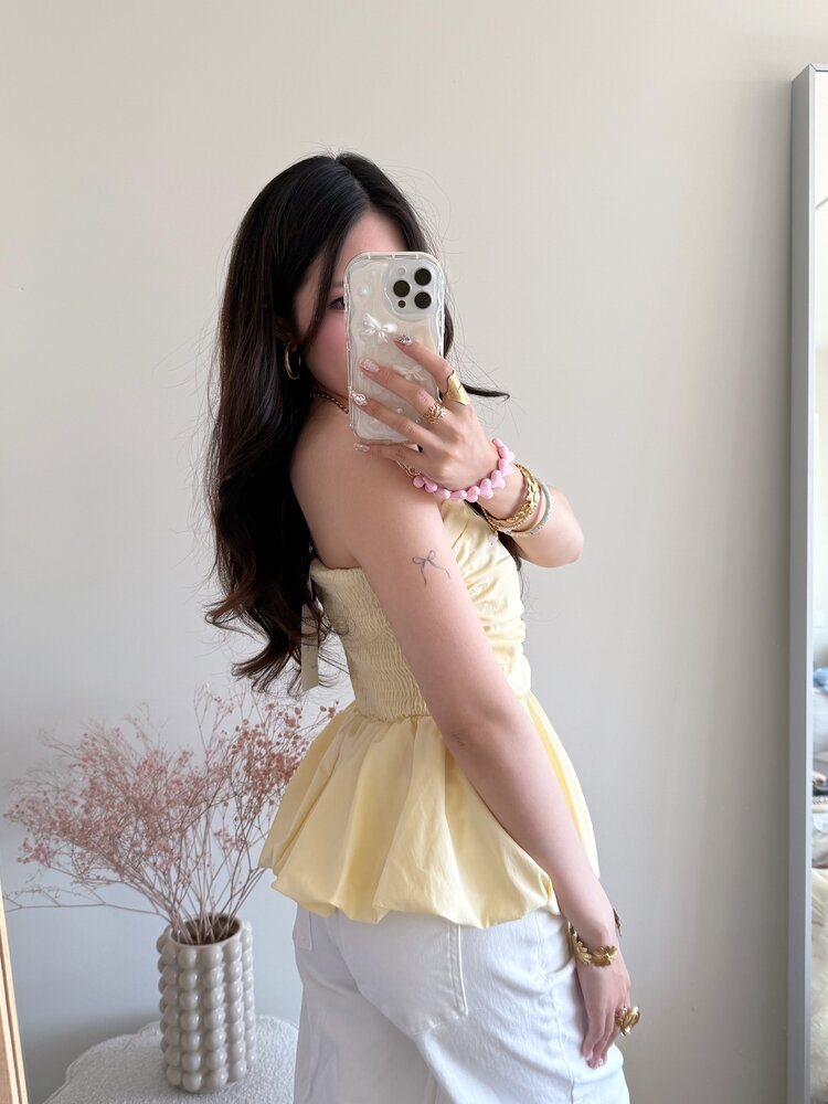 Dottie Peplum Tube Top / Light Yellow