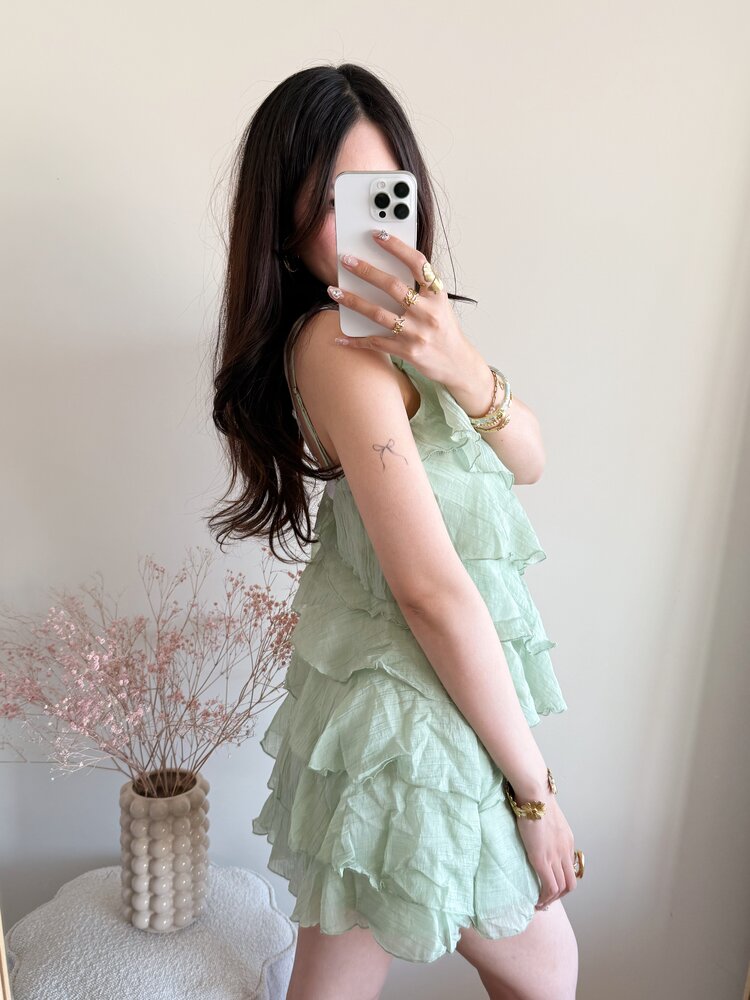 Rumaya Flowy Ruffle Dress / Green
