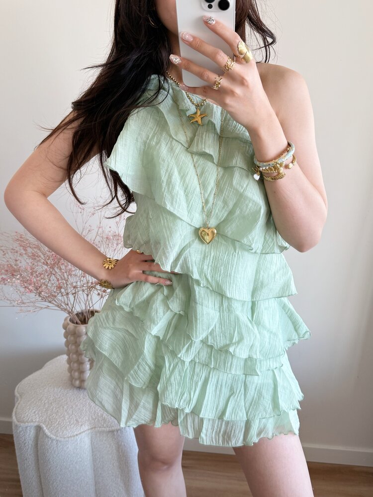 Rumaya Flowy Ruffle Dress / Green