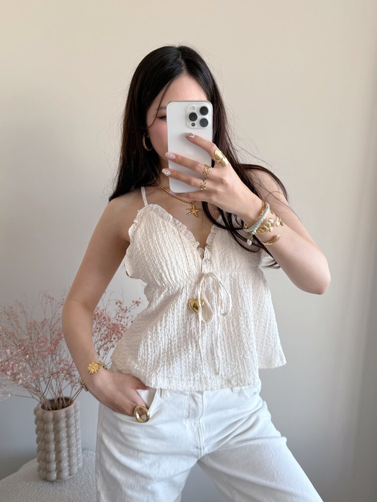 Ines Cami Frill Top / Beige