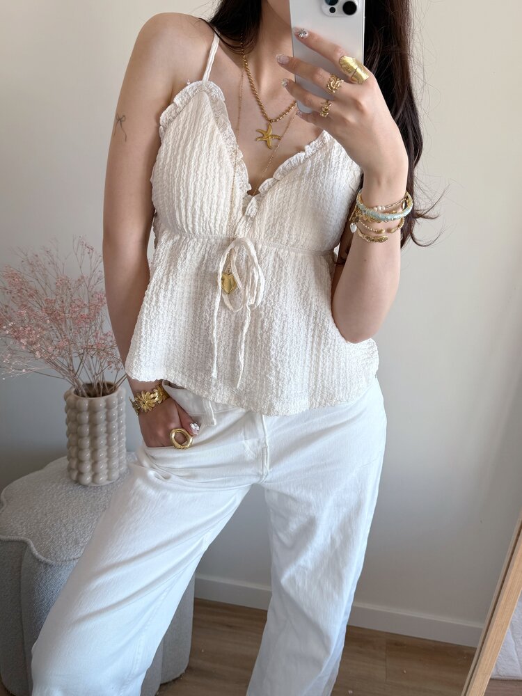 Ines Cami Frill Top / Beige