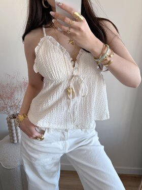 Ines Cami Frill Top / Beige