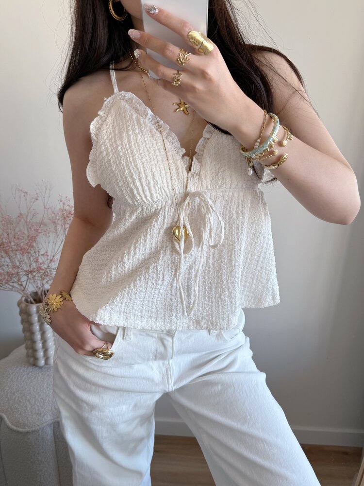 Ines Cami Frill Top / Beige