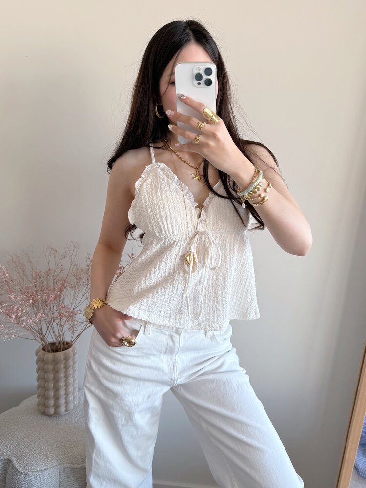 Ines Cami Frill Top / Beige