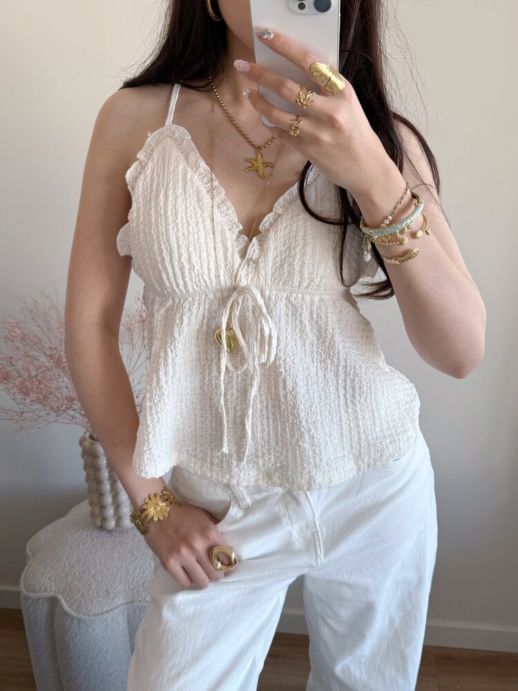 Ines Cami Frill Top / Beige