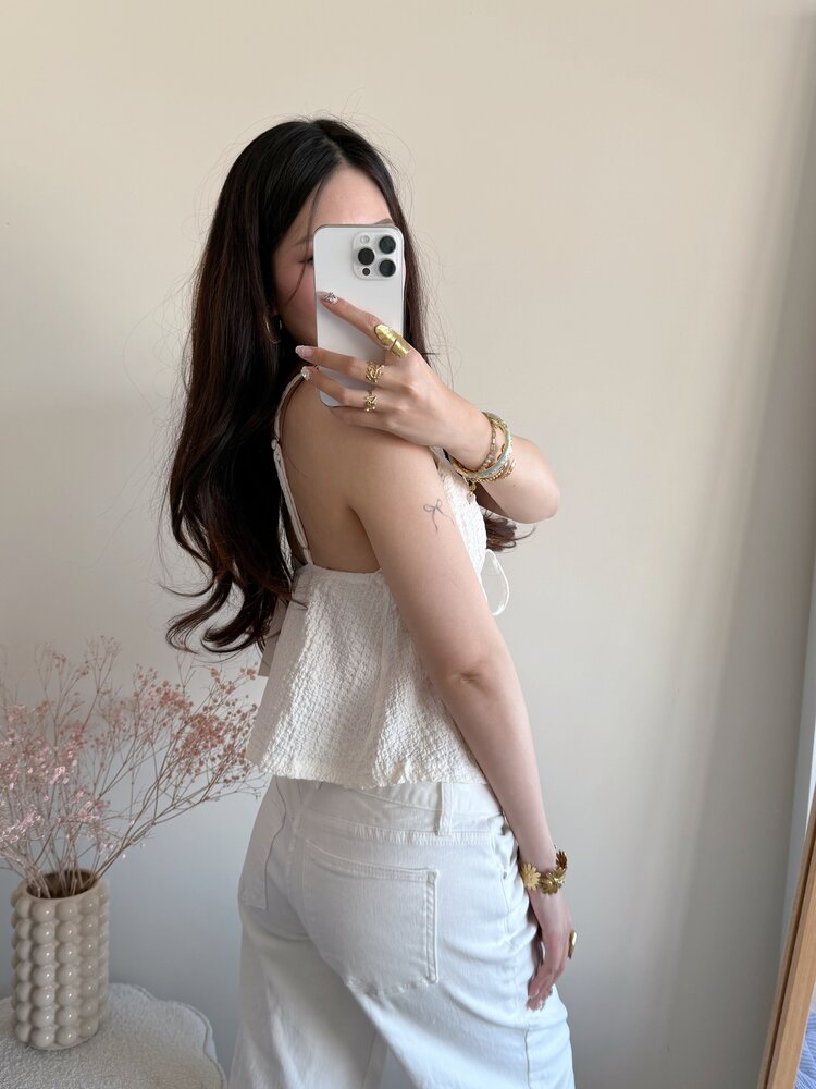 Ines Cami Frill Top / Beige