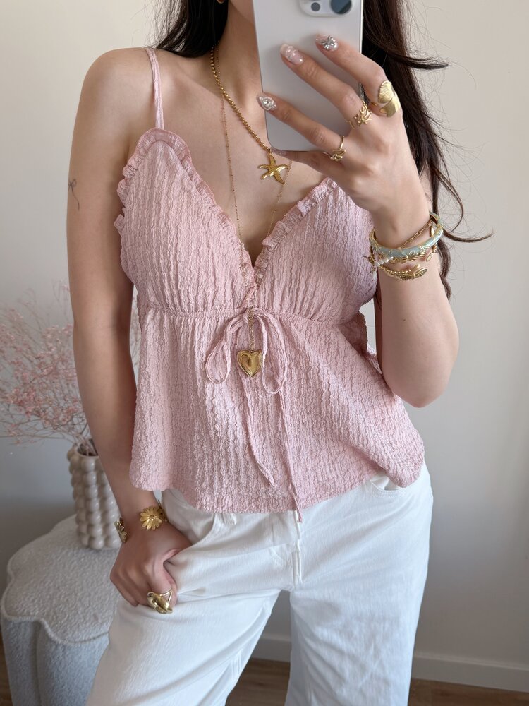 Ines Cami Frill Top / Light Pink