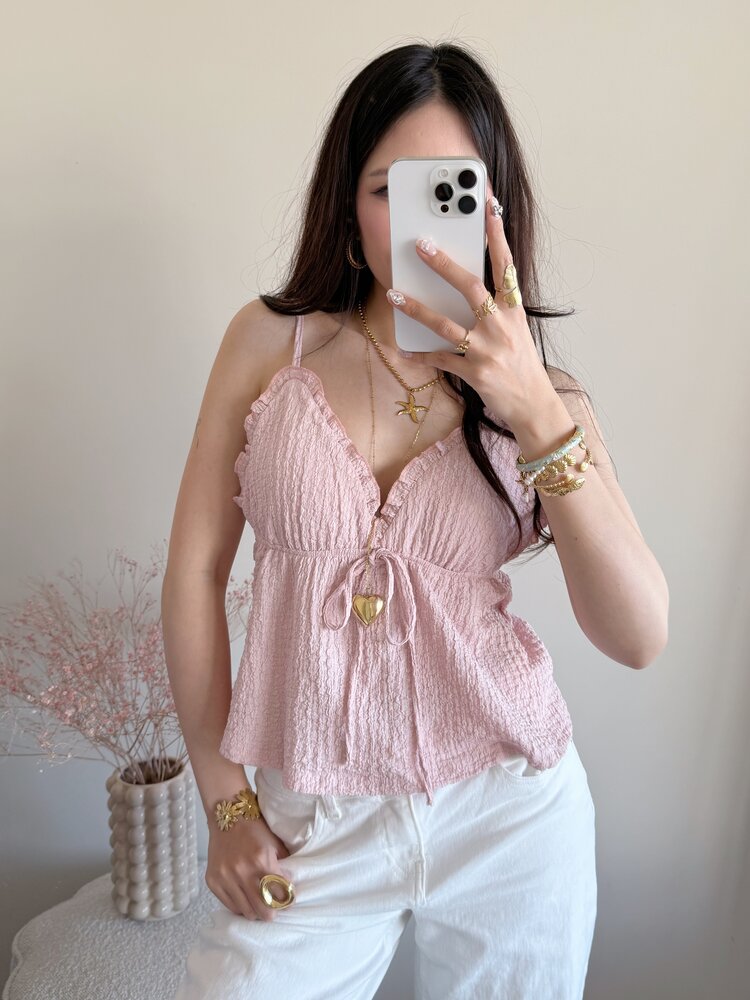 Ines Cami Frill Top / Light Pink