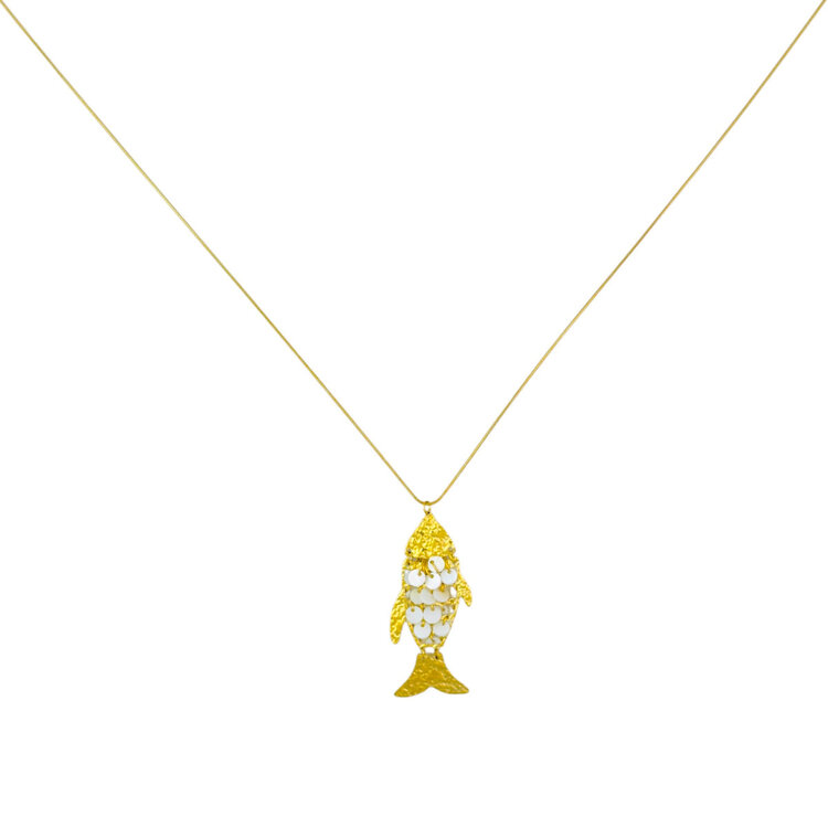 Gold Koi Fish Sequin Long Necklace