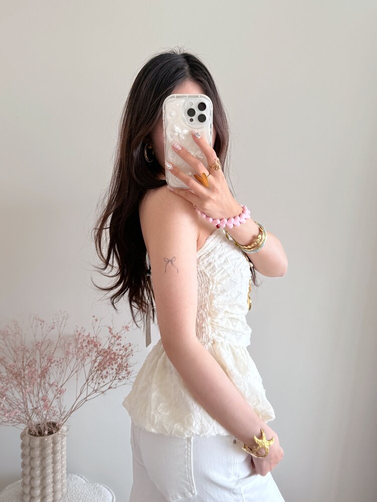 Faerie Peplum Flower Top / Cream