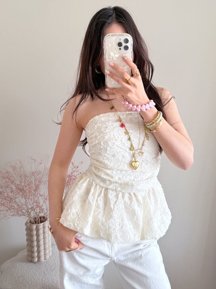 Faerie Peplum Flower Top / Cream