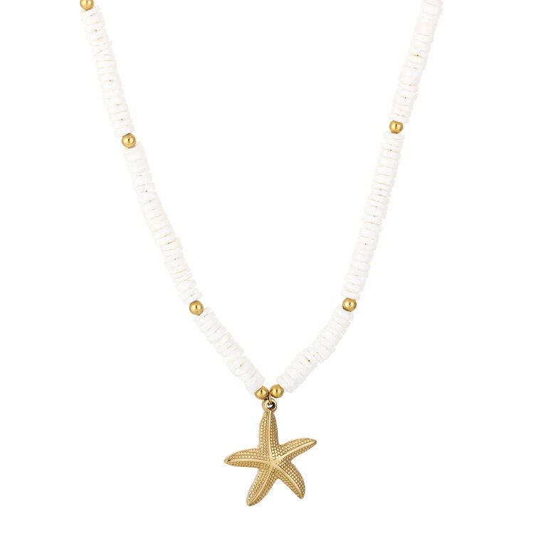 Sea Star Stone Beach Necklace / White