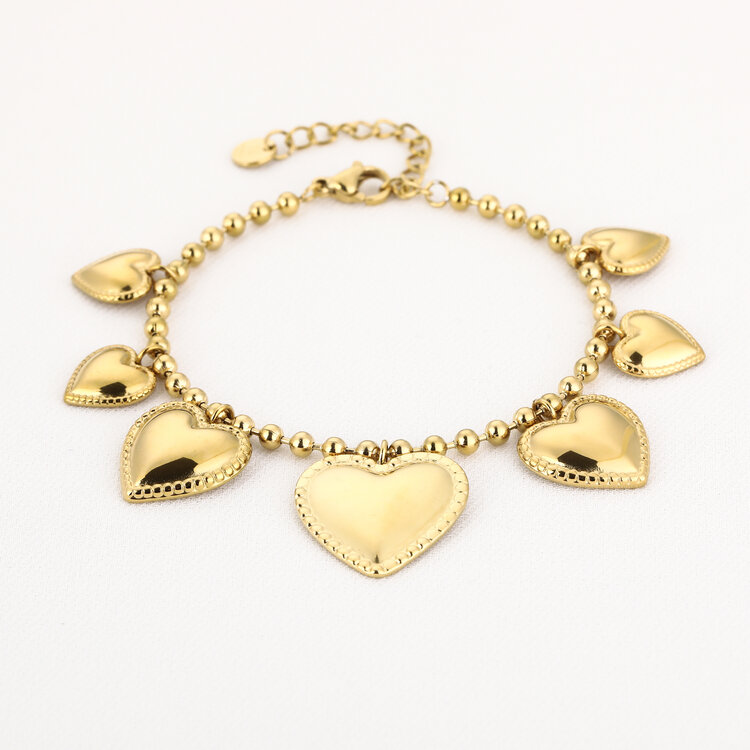 Gold Hearts To Hearts Charms Bracelet