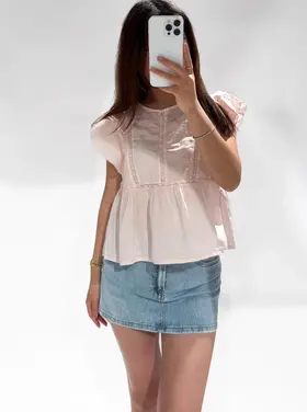 Soraya Embroidered Top / Light Pink