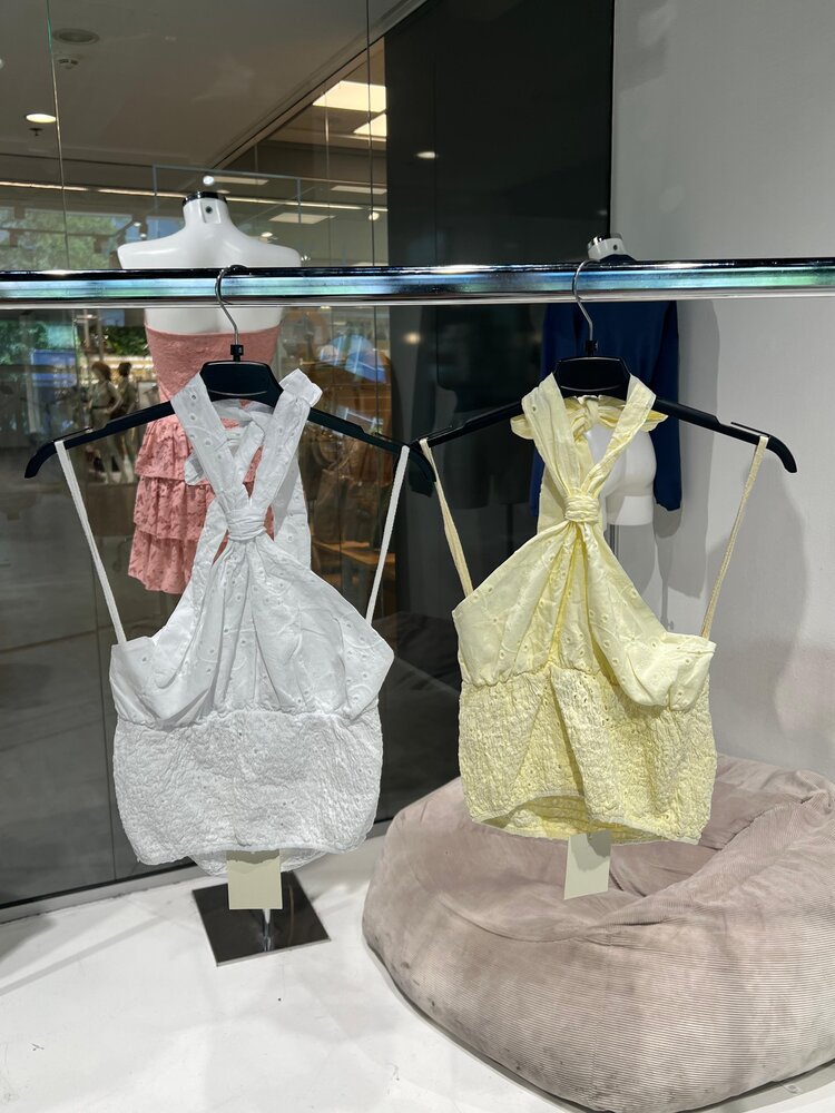 Emera Embroidered Halter Top / Light Yellow