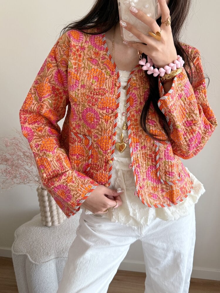 Javea Flower Boho Jacket / Orange Pink