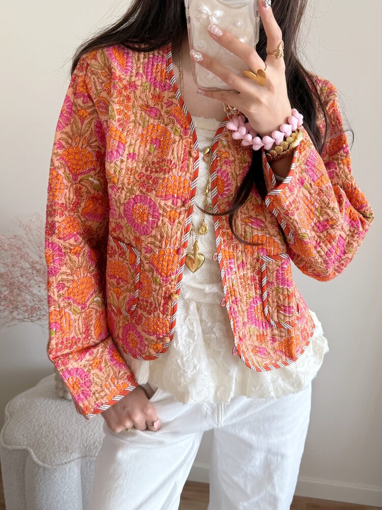 Javea Flower Boho Jacket / Orange Pink