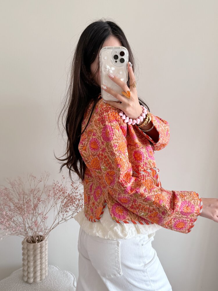 Javea Flower Boho Jacket / Orange Pink