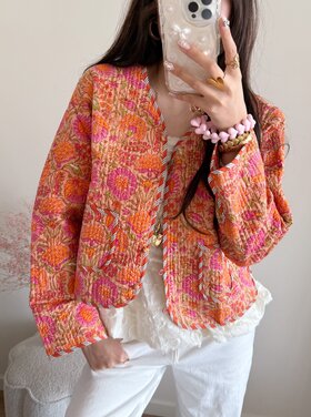 Javea Flower Boho Jacket / Orange Pink