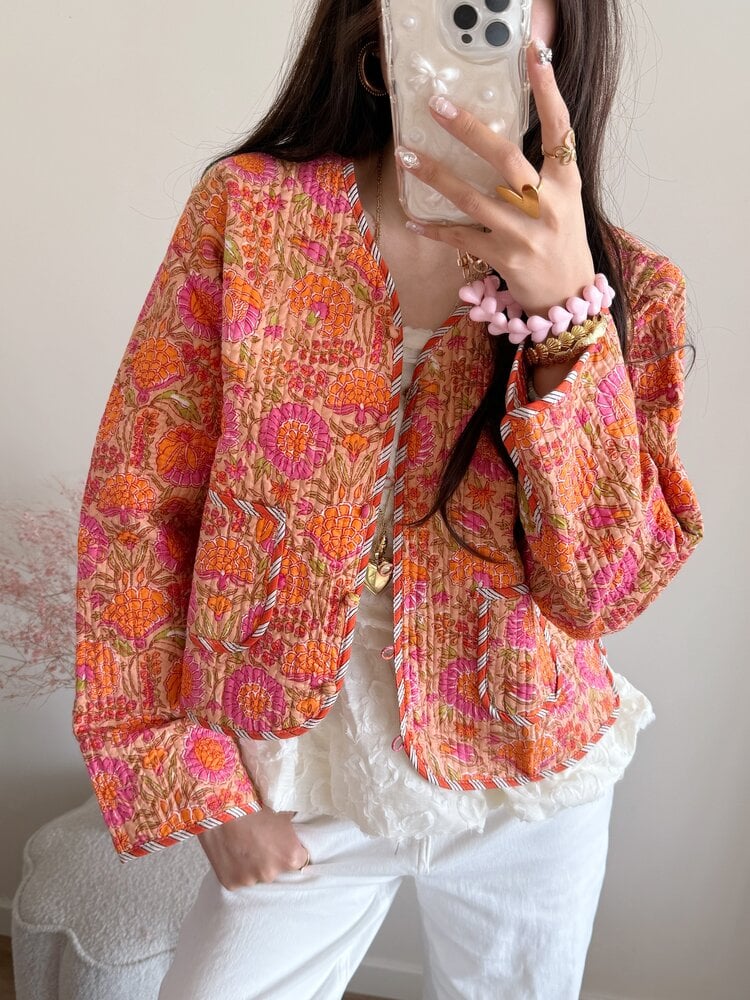 Javea Flower Boho Jacket / Orange Pink
