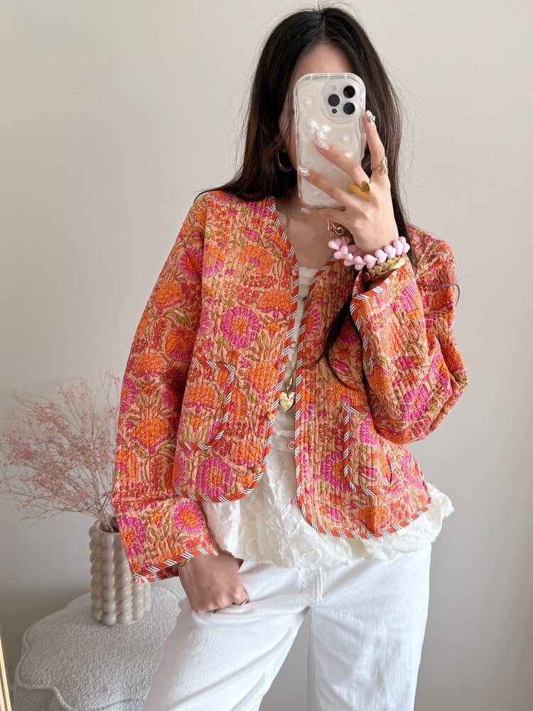 Javea Flower Boho Jacket / Orange Pink