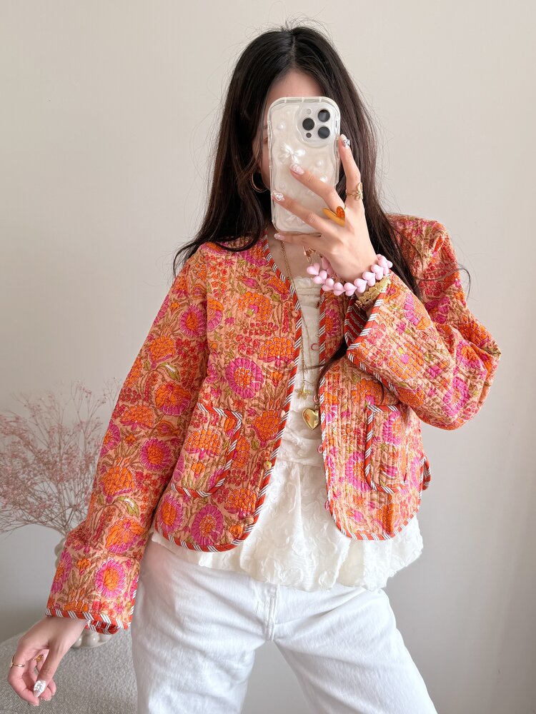 Javea Flower Boho Jacket / Orange Pink