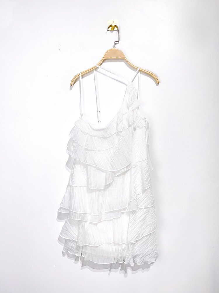 Rumaya Flowy Ruffle Dress / White