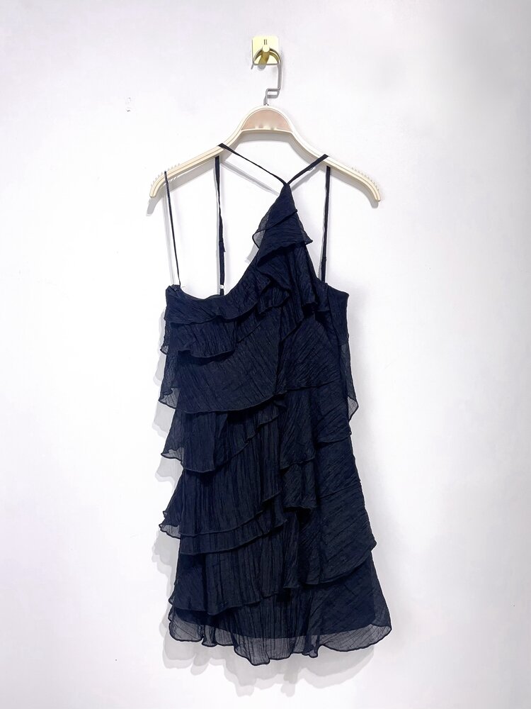 Rumaya Flowy Ruffle Dress / Black