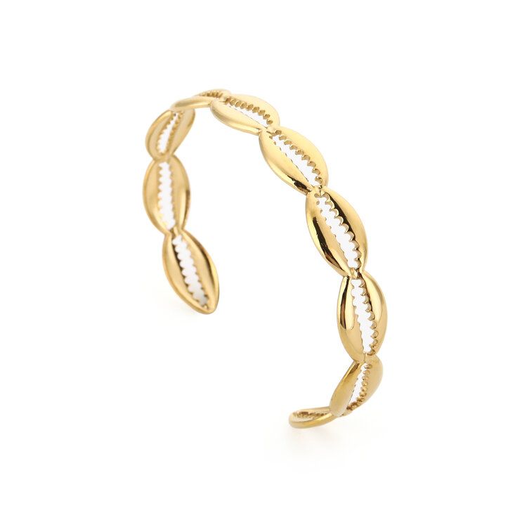 Gold Kauri Shell Bangle Bracelet