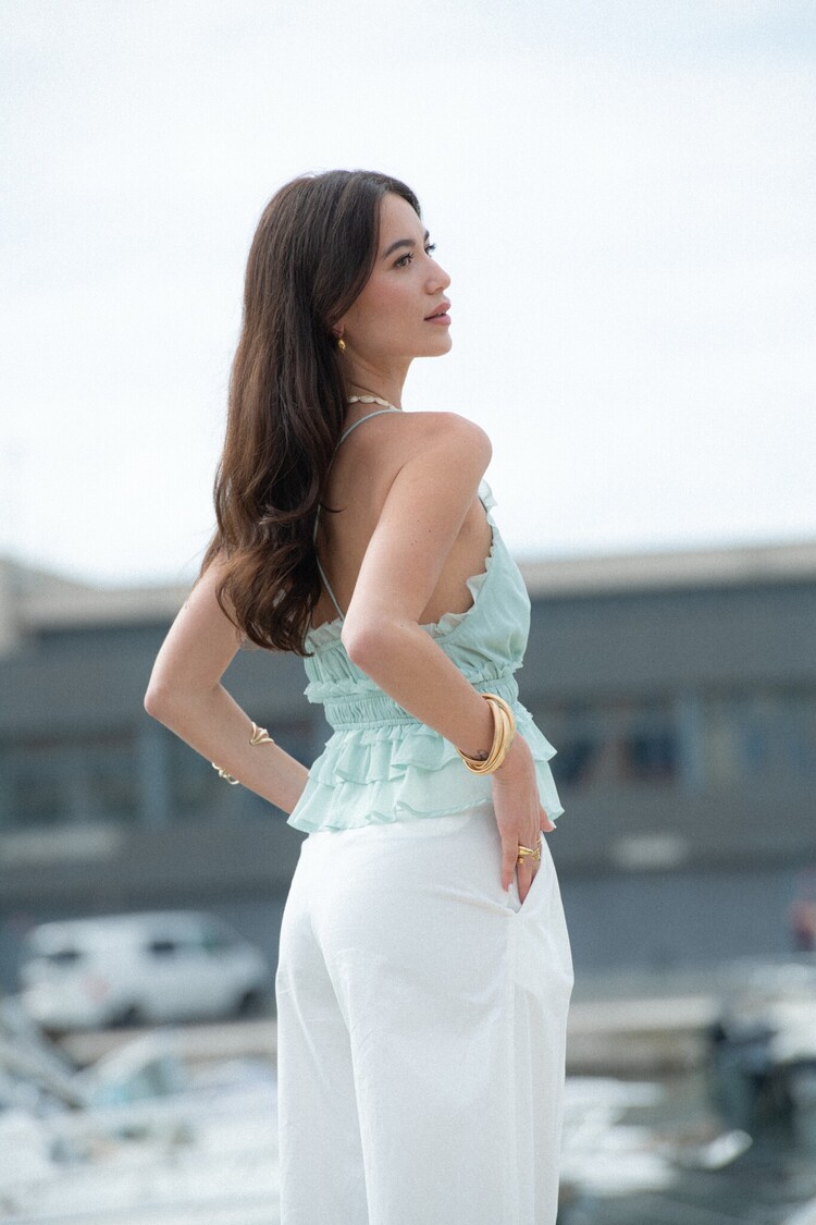 Manou Cami Frill Top / Light Blue