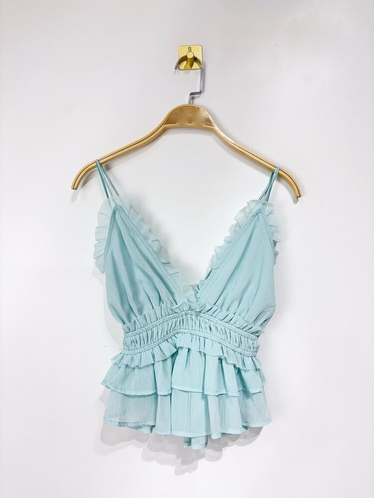 Manou Cami Frill Top / Light Blue