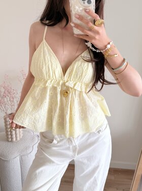 Vayla Embroidered Cami Top / Light Yellow