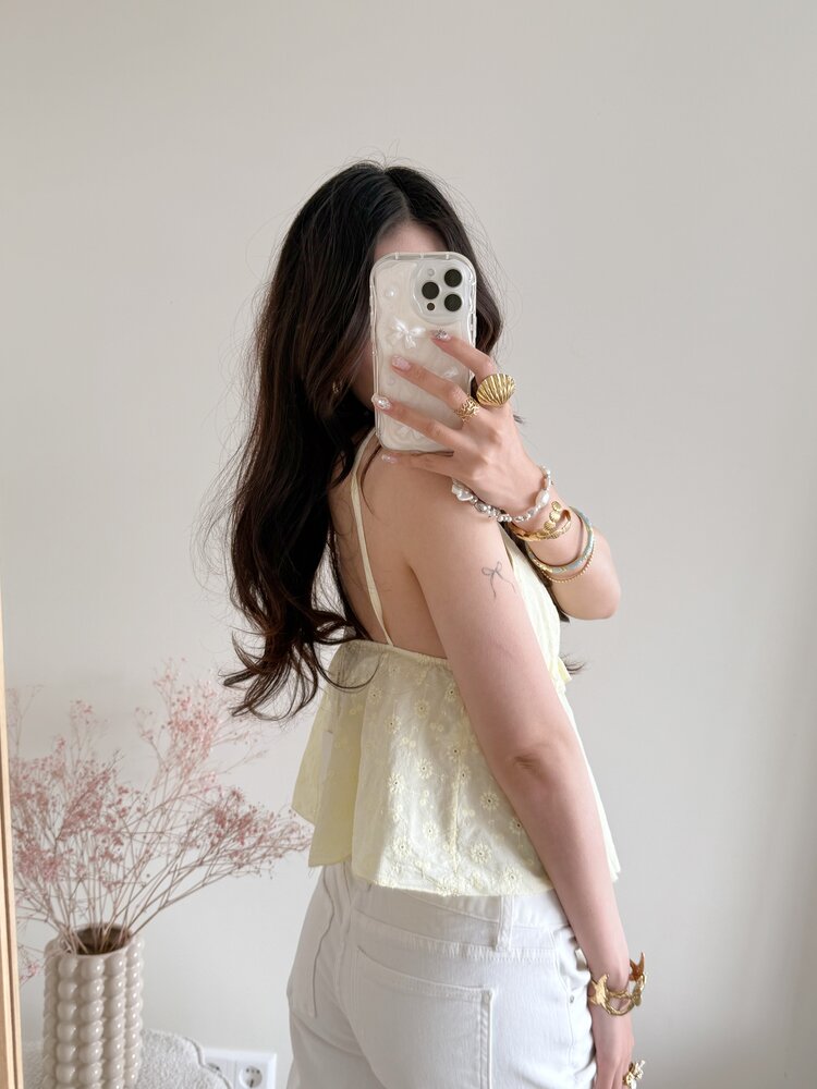 Vayla Embroidered Cami Top / Light Yellow