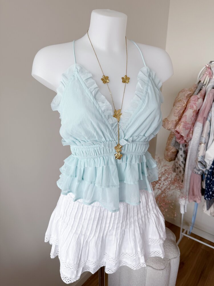 Manou Cami Frill Top / Light Blue