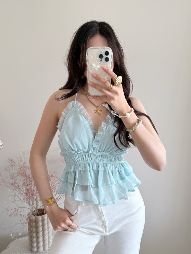 Manou Cami Frill Top / Light Blue