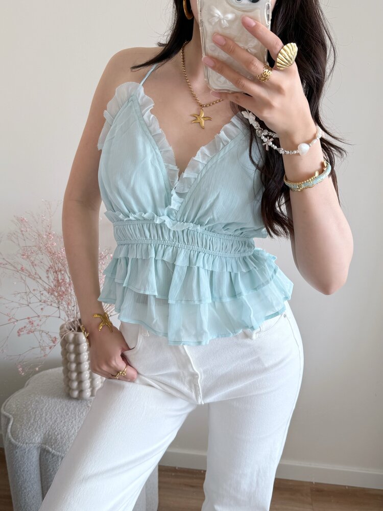 Manou Cami Frill Top / Light Blue