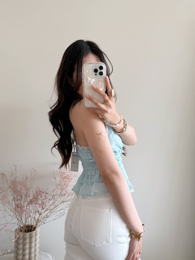 Manou Cami Frill Top / Light Blue