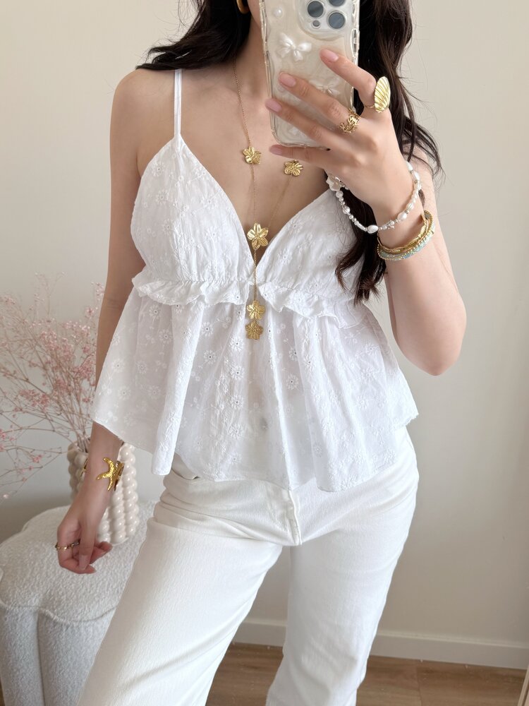 Vayla Embroidered Cami Top / White